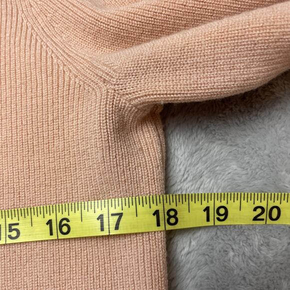 J Crew Merino Wool Blend Sweater Womens M Dusty Pink Ribbed Ruffleneck Preppy - Picture 6 of 7